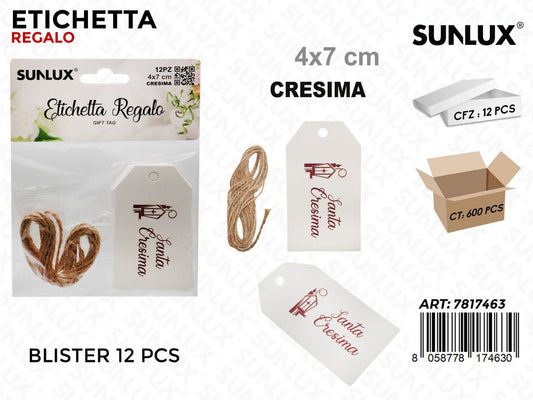 Sunlux Etichetta Cresima 12PCS 4*7CM