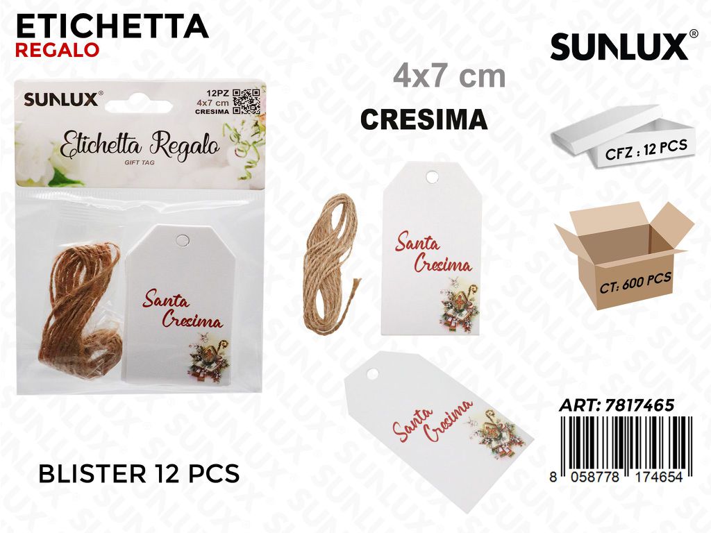 Sunlux Etichetta Cresima 12PCS 4*7CM