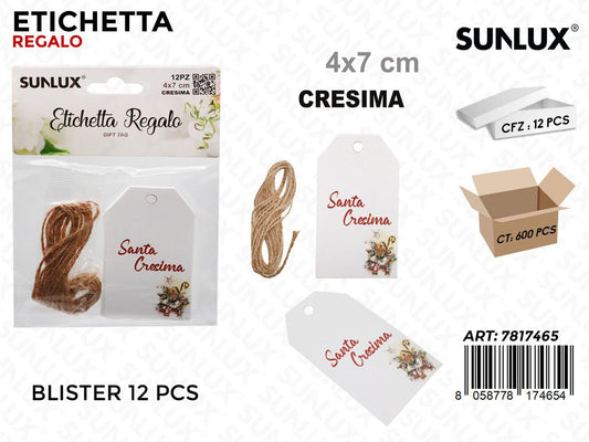 Sunlux Etichetta Cresima 12PCS 4*7CM