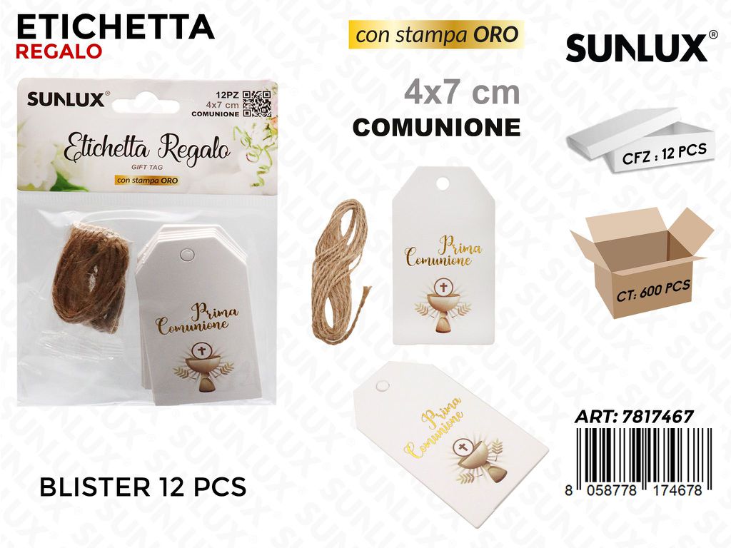 Sunlux Etichetta Comunione 12PCS 4*7CM