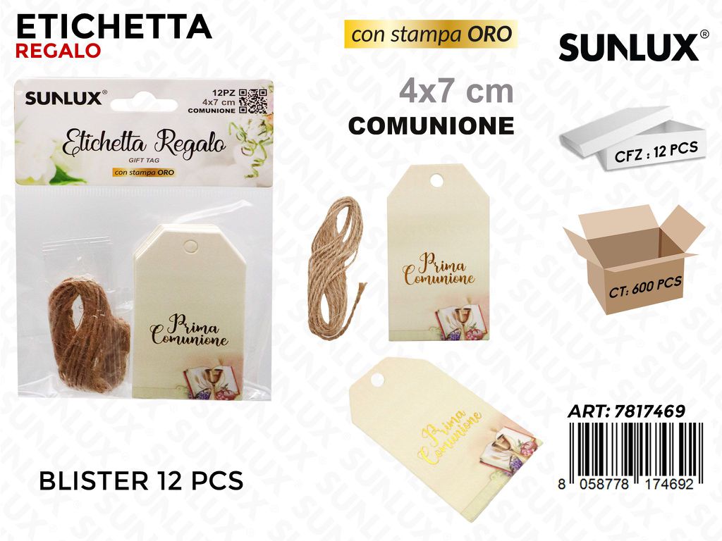 Sunlux Etichetta Comunione 12PCS 4*7CM