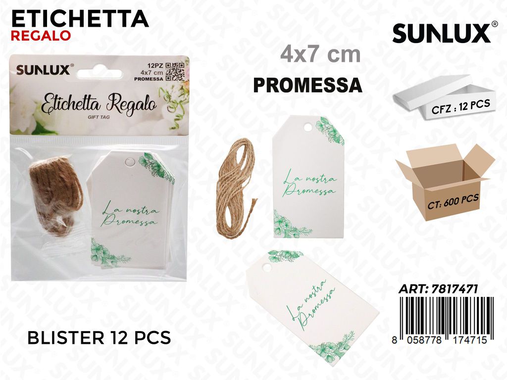 Sunlux Etichetta Promessa 12PCS 4*7CM
