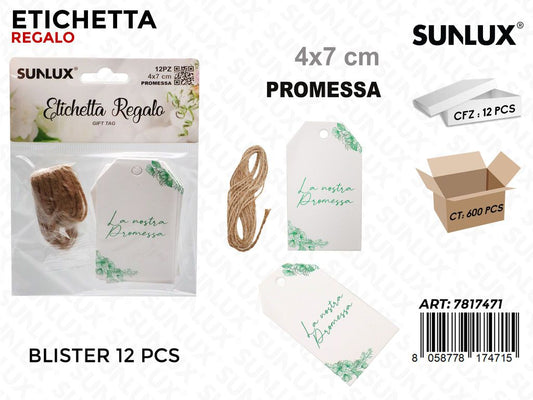 Sunlux Etichetta Promessa 12PCS 4*7CM