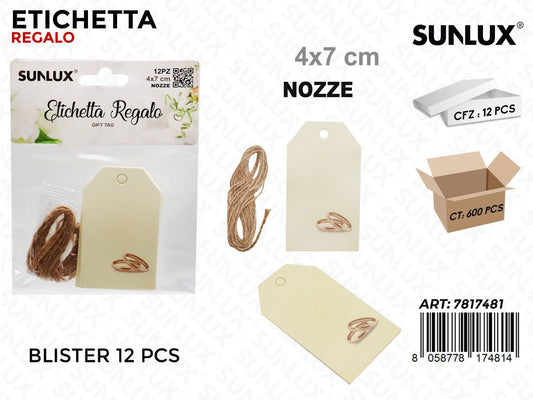 Sunlux Etichetta Nozze 12PCS 4*7CM