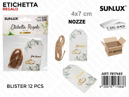 Sunlux Etichetta Nozze 12PCS 4*7CM
