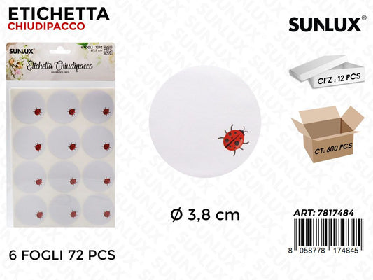 Sunlux Etichetta Chiudipacco Fortuna 72PCS D.3.8CM