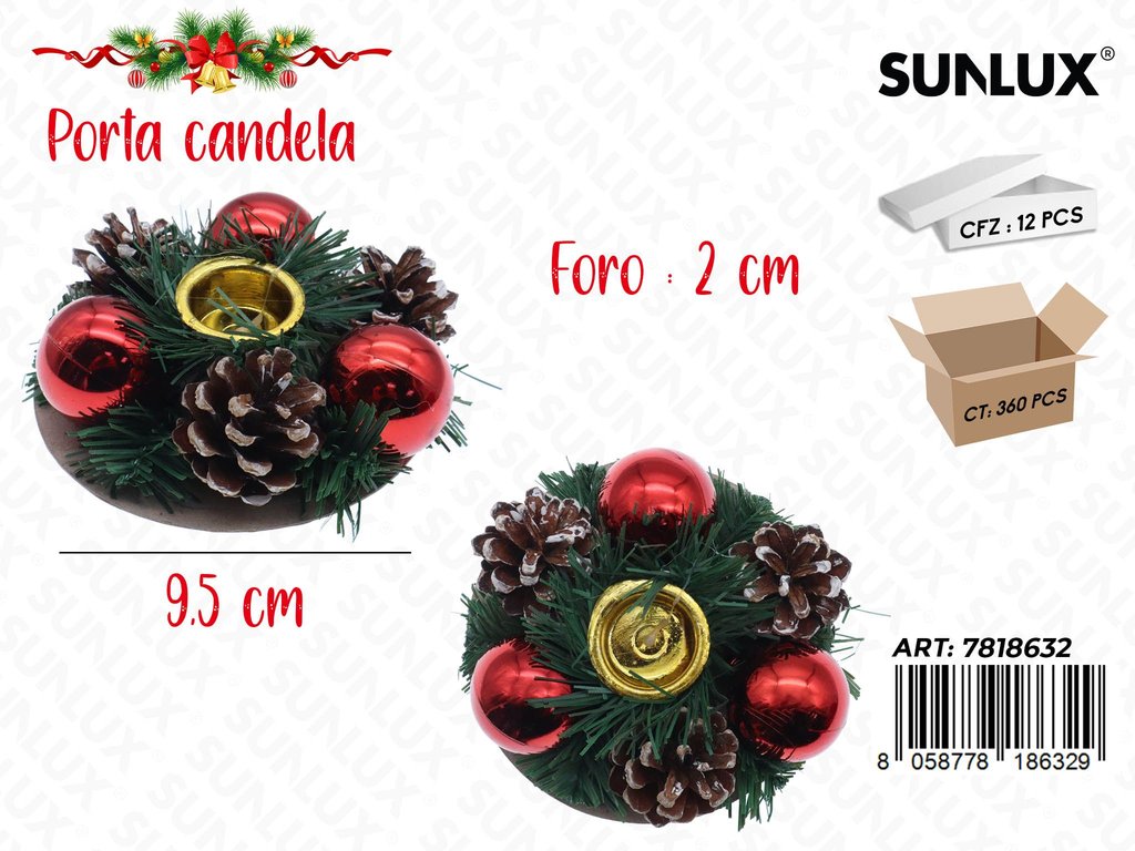 Sunlux Portacandela Natale 9.5CM