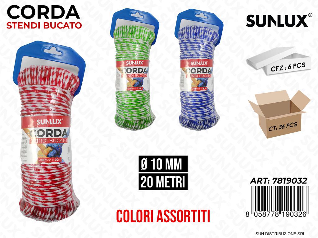 Corda Stendi Bucato Col. Ass. D.10MM*20MT