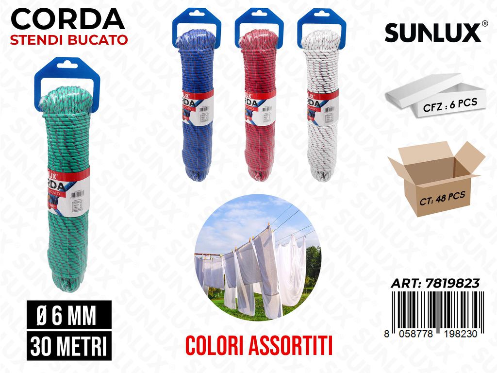 Corda Stendi Bucato Col. Ass. 6MM*30MT