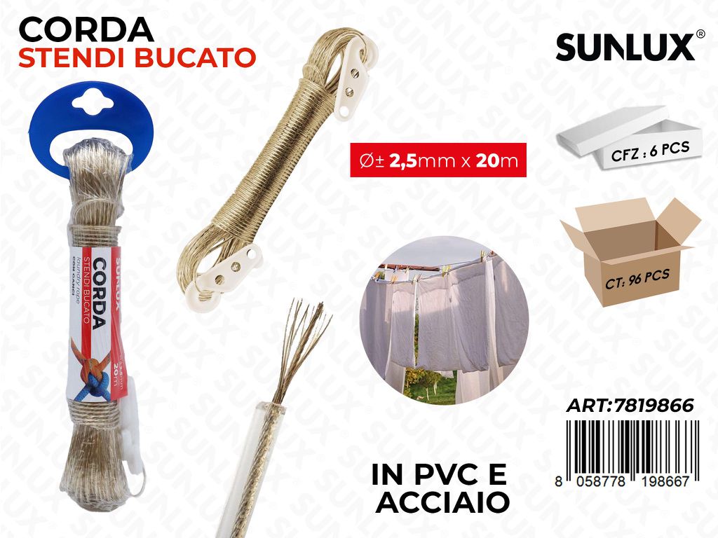 Sunlux Corda Stendi Bucato Acc. 2.5MM*20MT