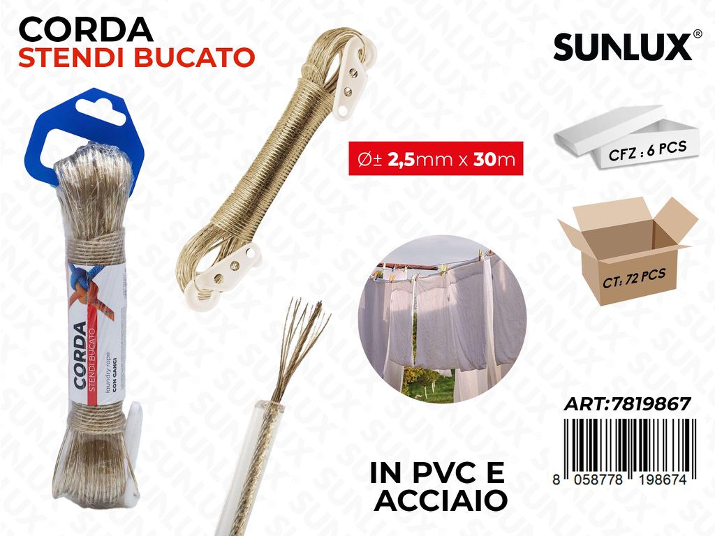 Sunlux Corda Stendi Bucato Acc. 2.5MM*30MT