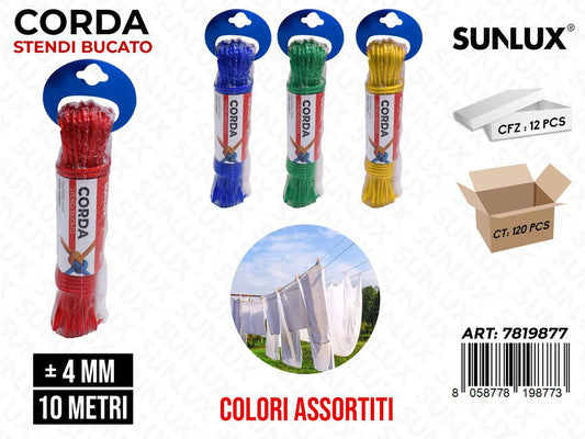 Sunlux Corda Stendi Bucato 4MM*10MT Ass.