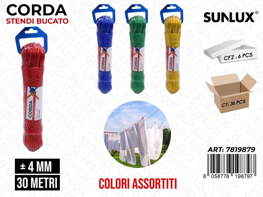 Sunlux Corda Stendi Bucato 4MM*30MT Ass.