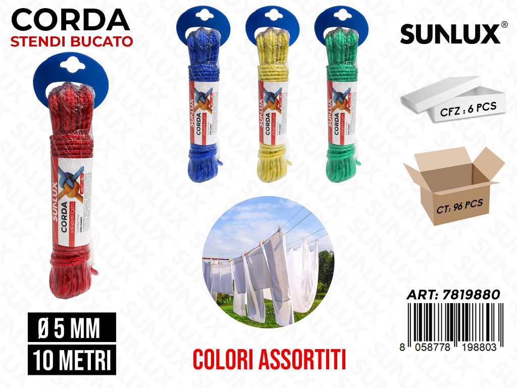 Sunlux Corda Stendi Bucato ACC.5MM*10MT Ass.