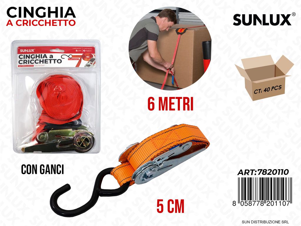 Cinghia a Criccheto c/ Ganci 5CM*6MT