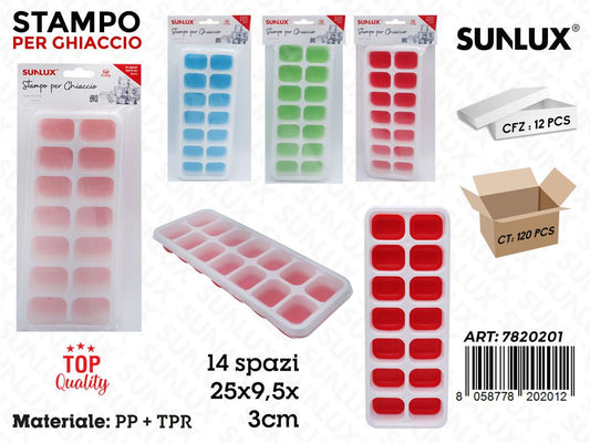 Sunlux Stampo per Ghiaccio in Pp 14SP. Ass. 25*9.5*3CM