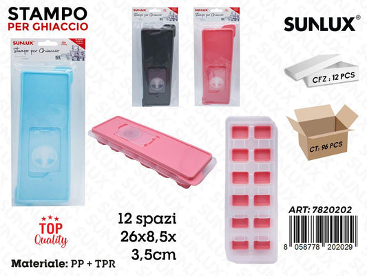 Sunlux Stampo per Ghiaccio in Pp 12SP. Ass. 26*8.5*3.5CM
