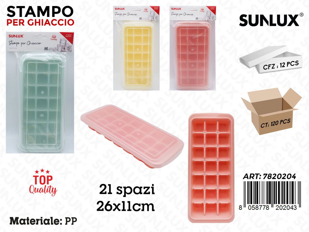 Sunlux Stampo per Ghiaccio in Pp 21SP. Ass. 26*11CM