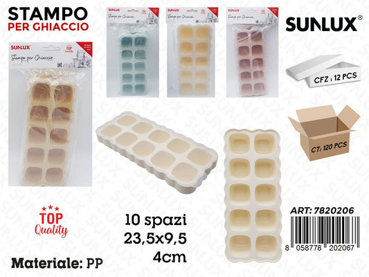 Sunlux Stampo per Ghiaccio in Pp 10SP. Ass. 23.5*9.5*4CM