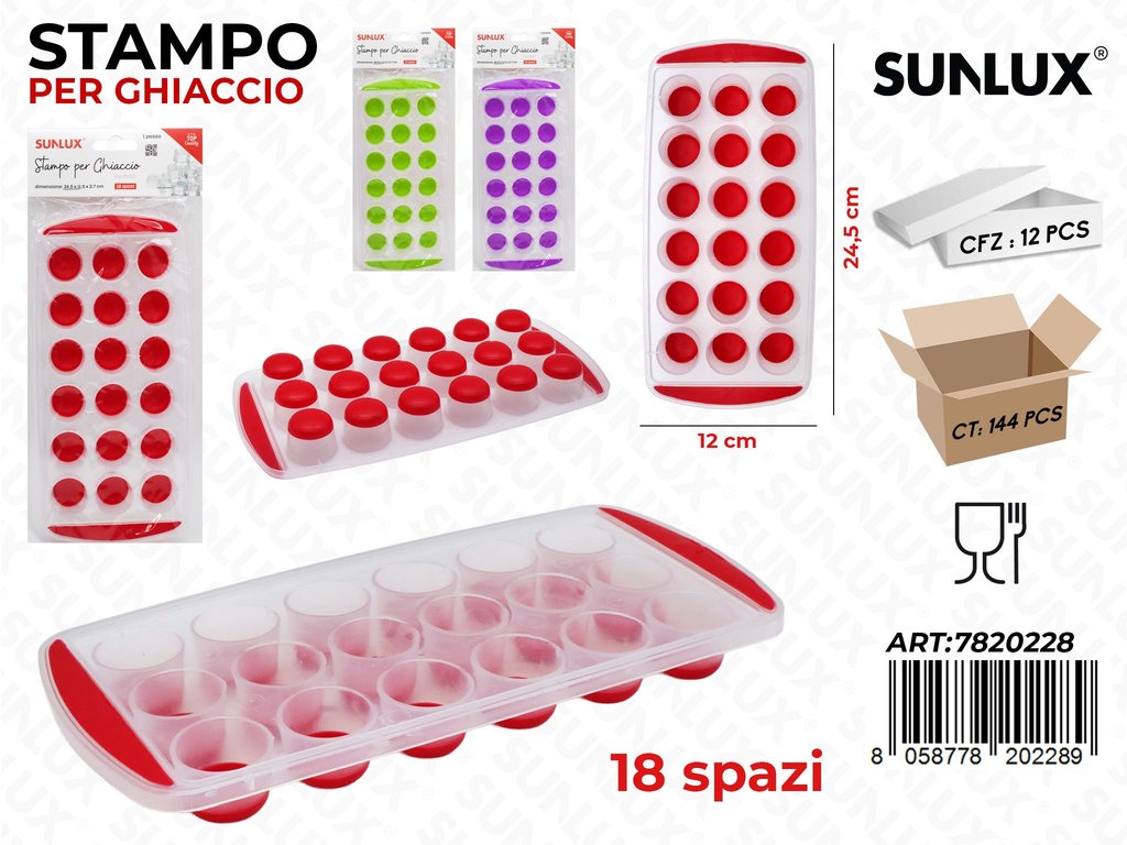 Sunlux Stampo Ghiaccio 18SPAZI Ass. 12*24.5CM