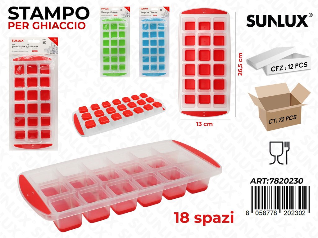 Sunlux Stampo Ghiaccio 18SPAZI Ass. 13*26.5CM