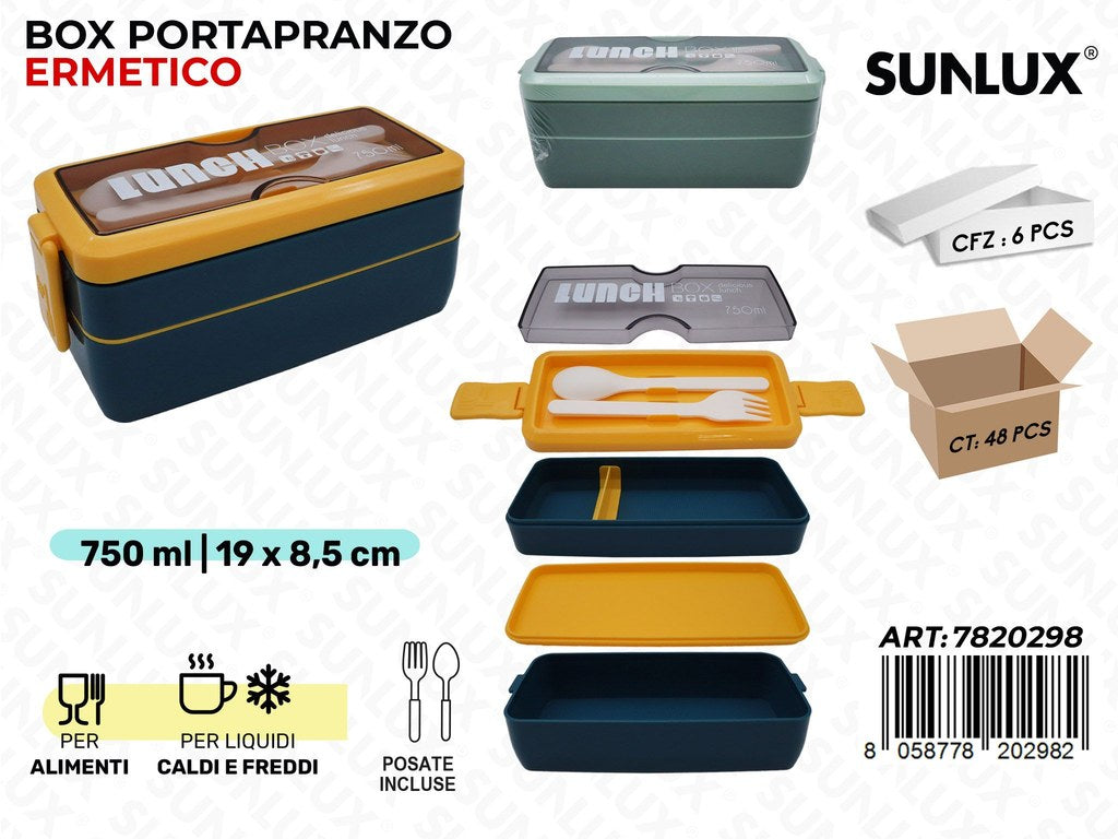 Sunlux Box Portapranzo Ermetico Pp 19*8.5CM 750ML Ass.