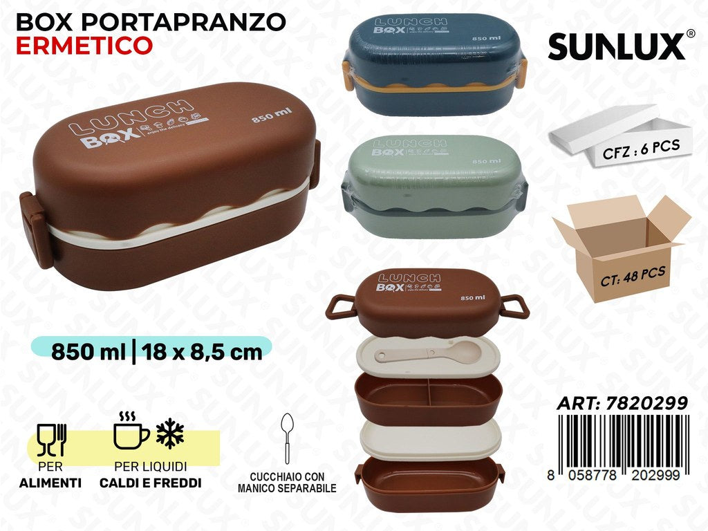 Sunlux Box Portapranzo Ermetico Pp 18*8.5CM 850ML Ass.