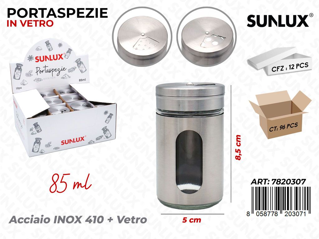 Sunlux Esp. Portaspezie in Vetro 85ML 5*8.5CM