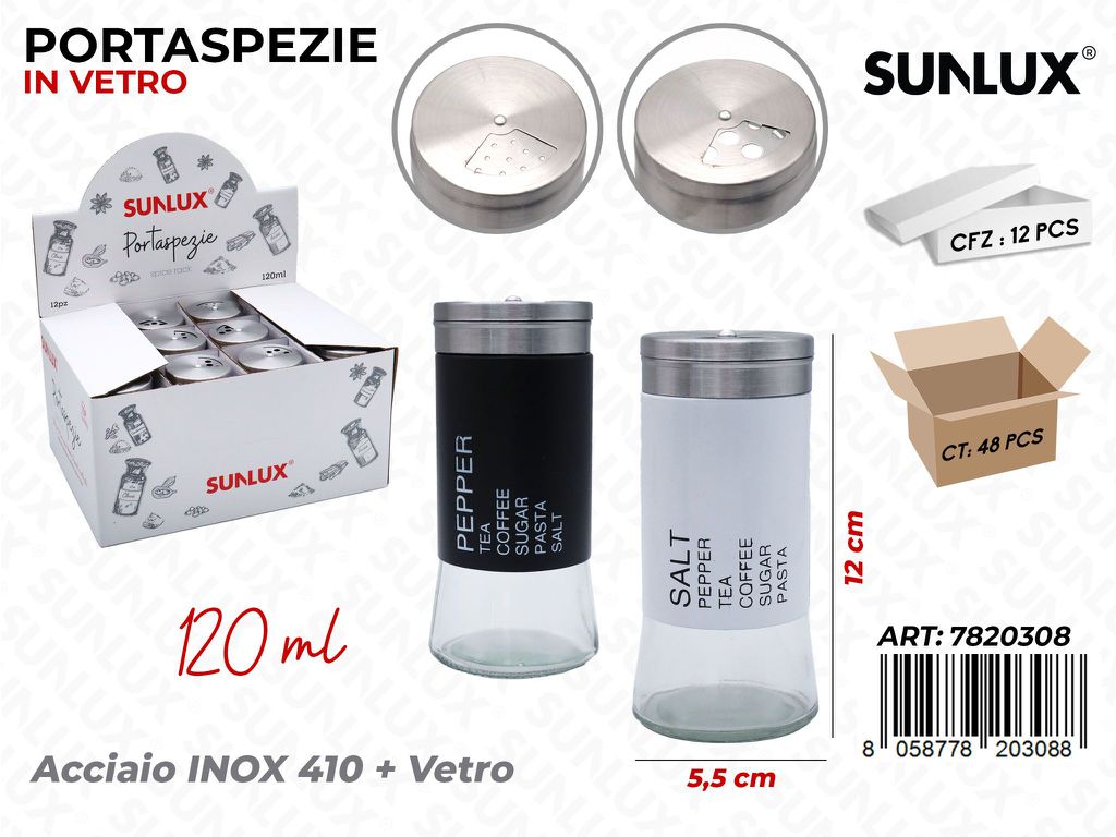 Sunlux Esp. Portaspezie in Vetro 120ML 5.5*12CM