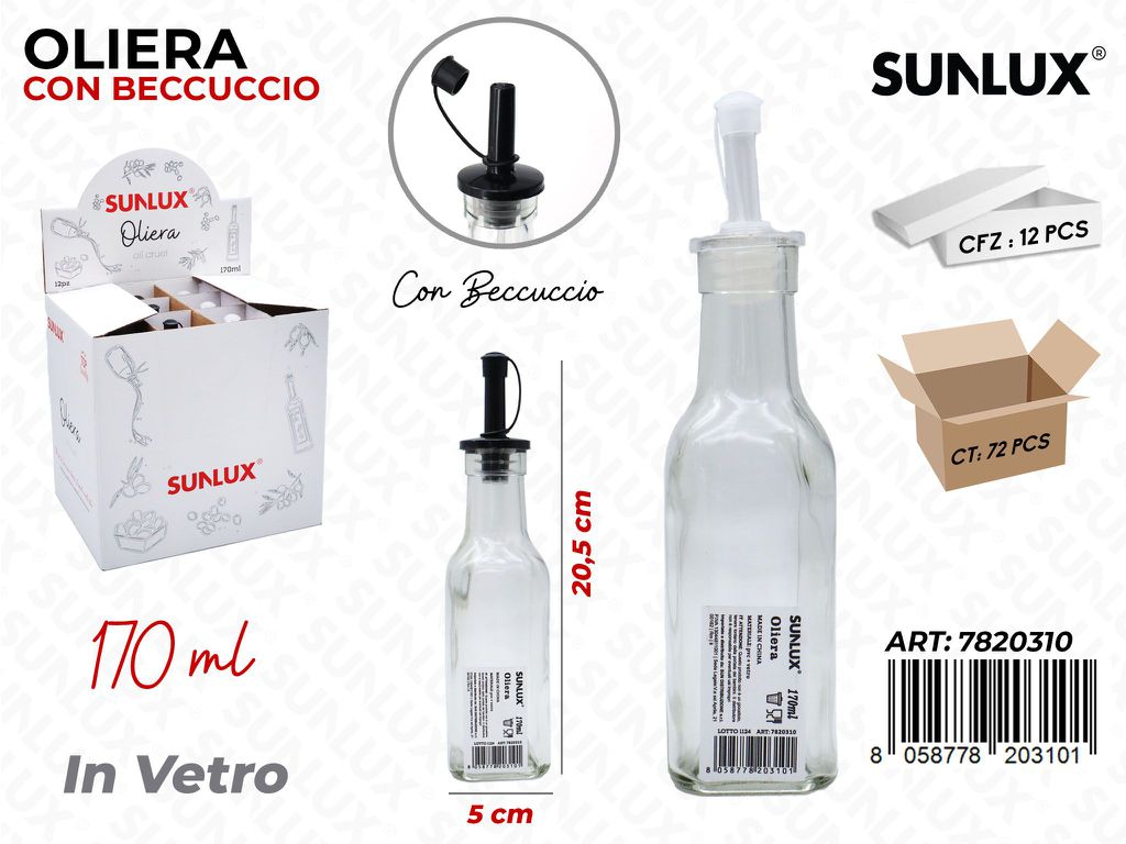 Sunlux Esp. Oliera in Vetro 170ML 5*20.5CM