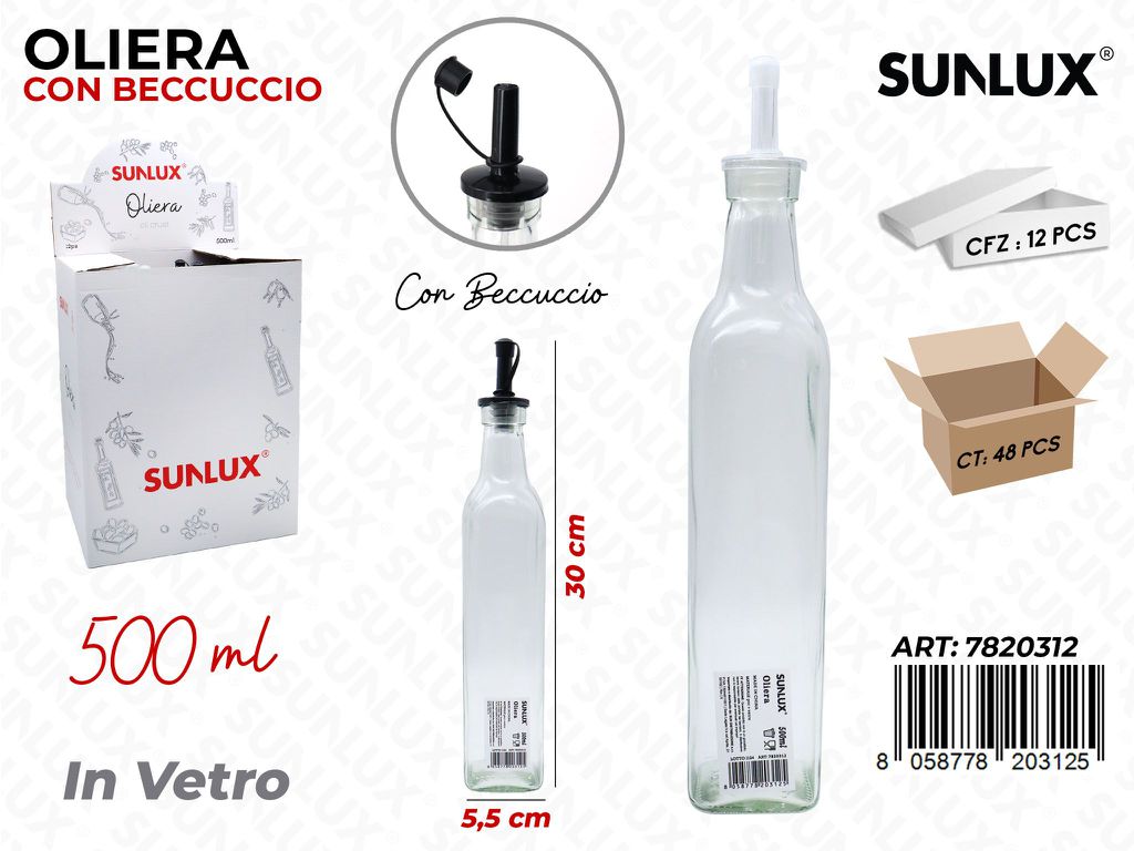 Sunlux Esp. Oliera in Vetro 500ML 5.5*30CM
