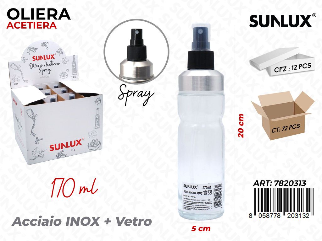 Sunlux Esp. Oliera-acetiera in Vetro Spray 170ML 5*20CM