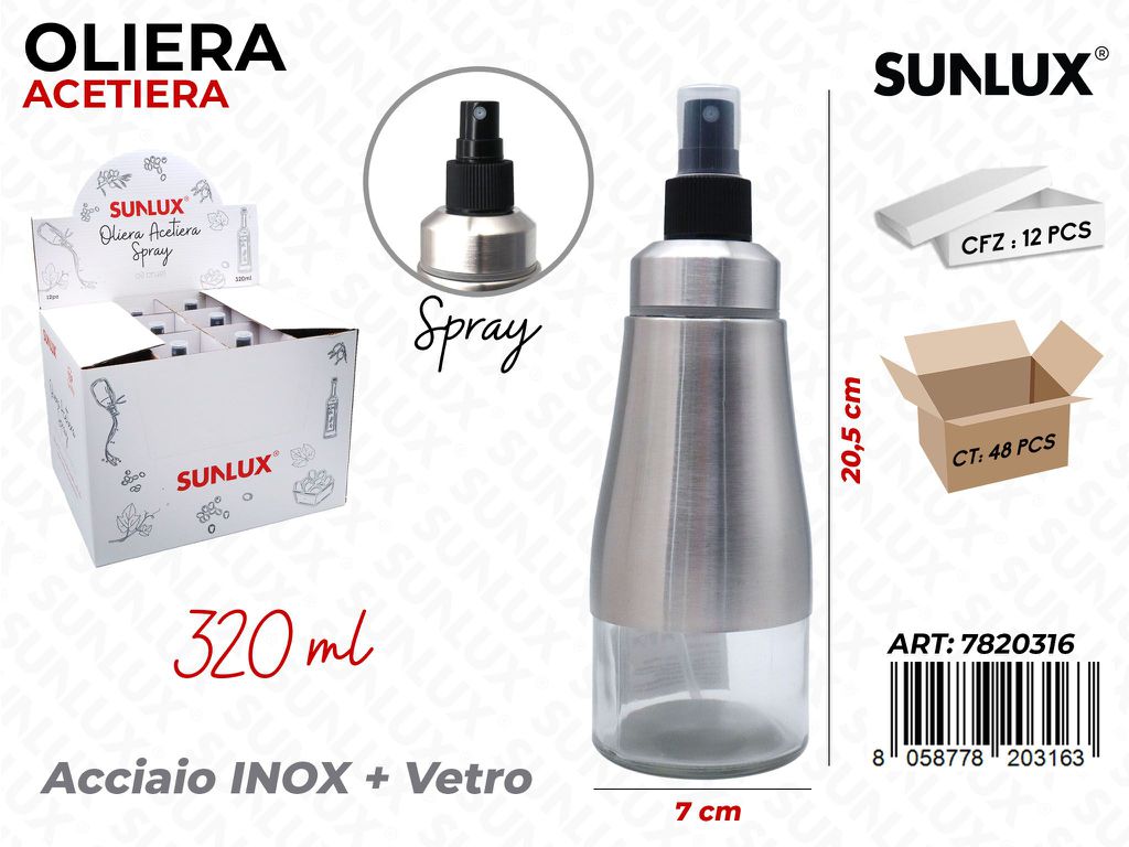 Sunlux Esp. Oliera-acetiera in Vetro Spray 320ML 7*20.5CM
