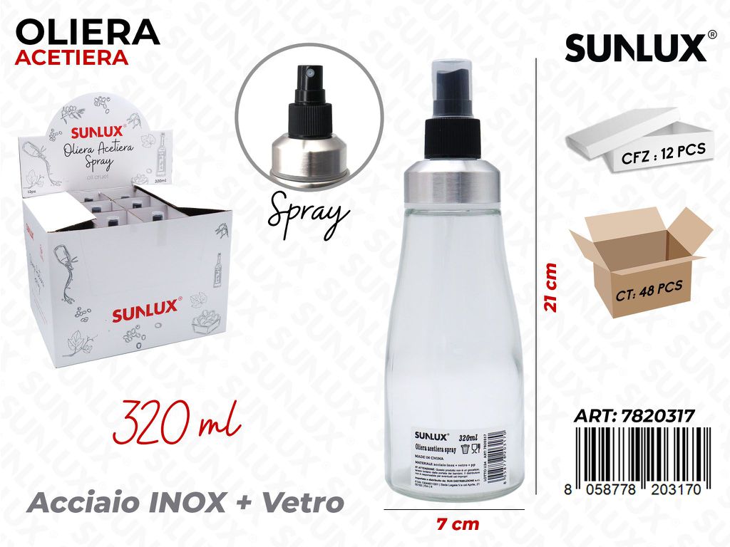 Sunlux Esp. Oliera-acetiera in Vetro Spray 320ML 7*21CM