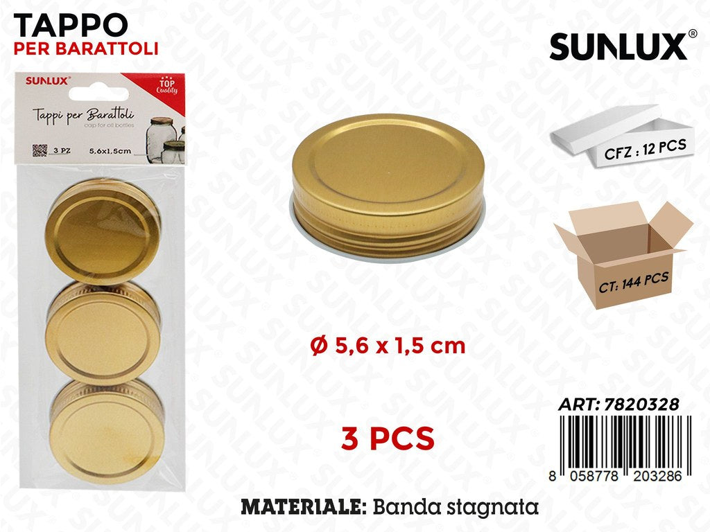 Sunlux Tappo per Barattoli 3PCS D.5.6*1.5CM