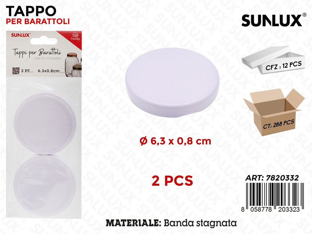 Sunlux Tappo per Barattoli 2PCS D.6.3*0.8CM