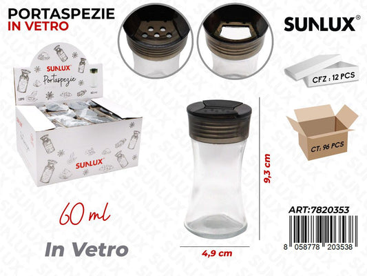 Sunlux Esp. Portaspezie in Vetro 60ML 4.9*9.3CM