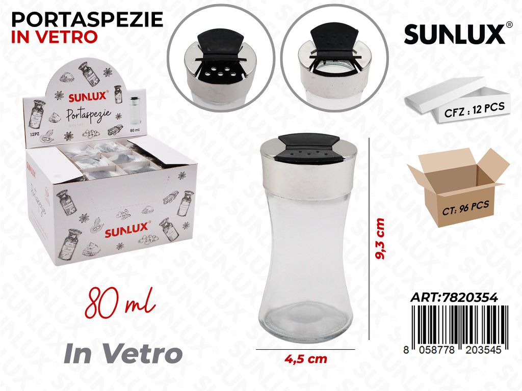 Sunlux Esp. Portaspezie in Vetro 80ML 4.5*9.3CM
