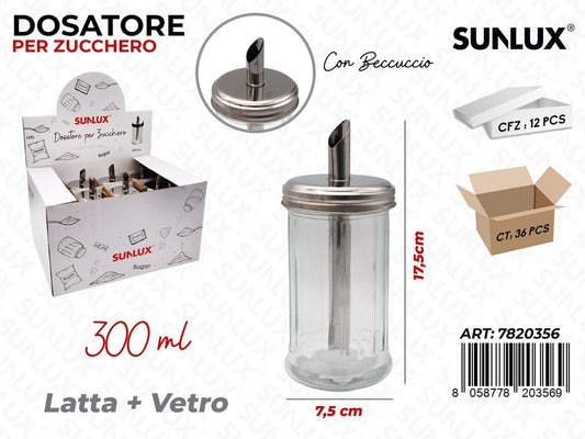 Sunlux Esp. Dosatore Zucchero Vetro 300ML 7.5*17.5CM