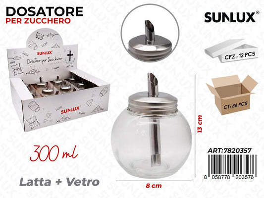 Sunlux Esp. Dosatore Zucchero Vetro 300ML 8*13CM