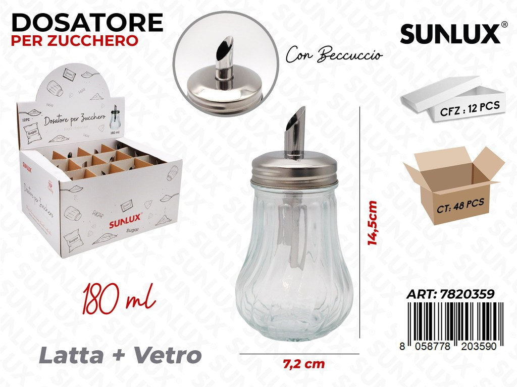 Sunlux Esp. Dosatore Zucchero Vetro 180ML 7.2*15.5CM