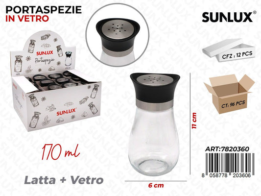 Sunlux Esp. Portaspezie in Vetro 170ML 6*11CM