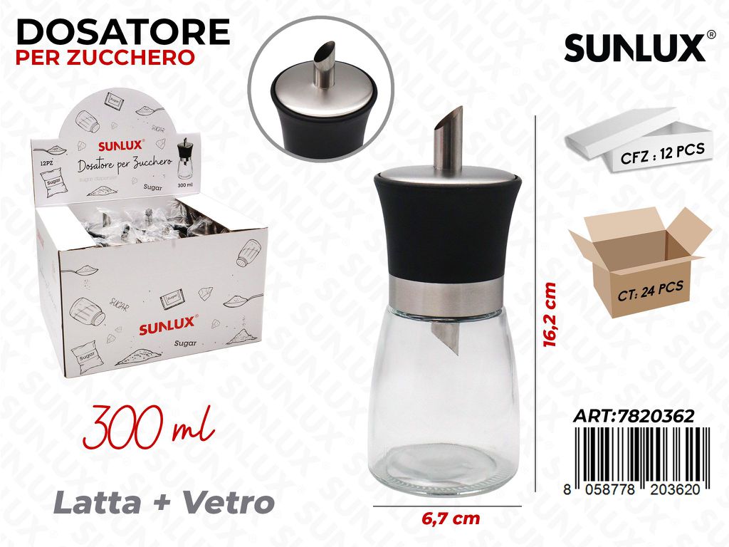 Sunlux Esp. Dosatore Zucchero Vetro 300ML 6.7*16.2CM