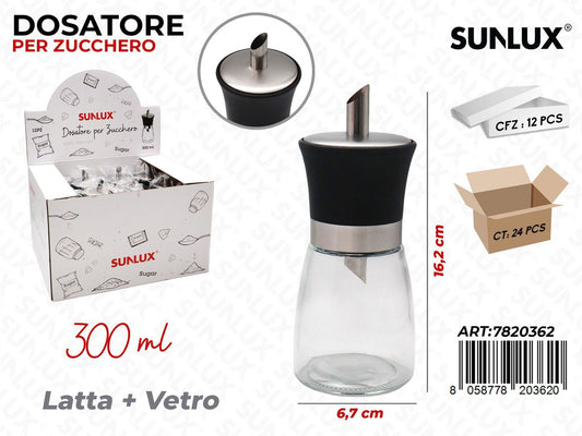 Sunlux Esp. Dosatore Zucchero Vetro 300ML 6.7*16.2CM