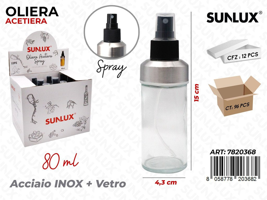 Sunlux Oliera Acetiera Spray INOX*VE 80ML 4.3*15CM