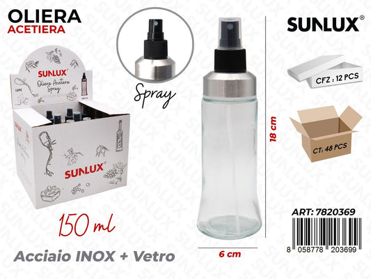 Sunlux Oliera Acetiera Spray INOX*VE 150ML 6*18CM