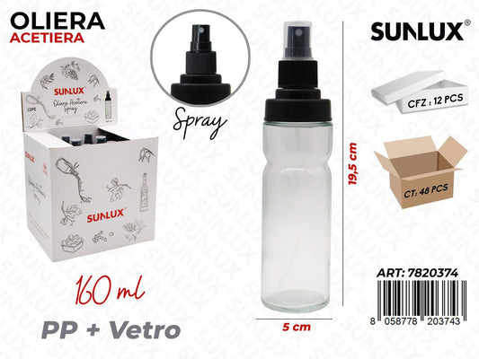 Sunlux Oliera Acetiera Spray Vetro 160ML 5*19.5CM