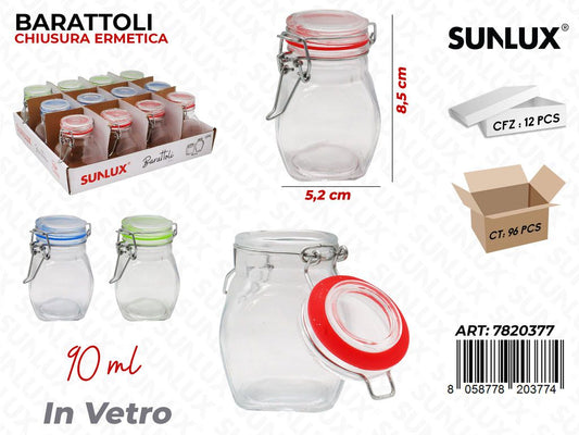 Sunlux Barattoli Ermetici Vetro 10ML 5.2*8.5CM