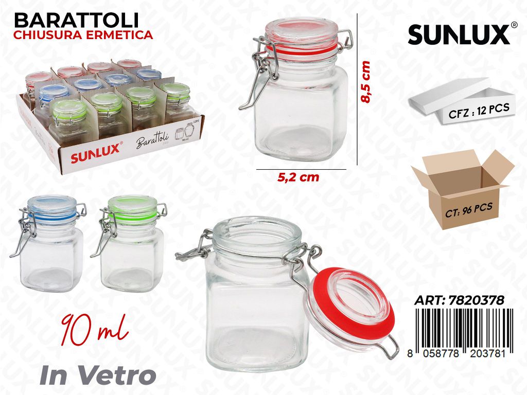 Sunlux Barattoli Ermetici Vetro 10ML 5.2*8.5CM