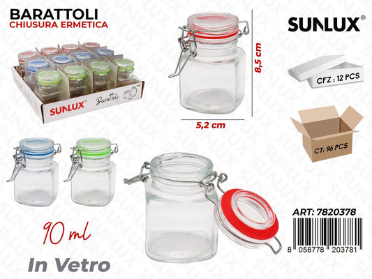 Sunlux Barattoli Ermetici Vetro 10ML 5.2*8.5CM
